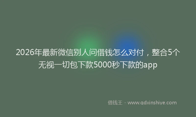 2026年最新微信别人问借钱怎么对付，整合5个无视一切包下款5000秒下款的app