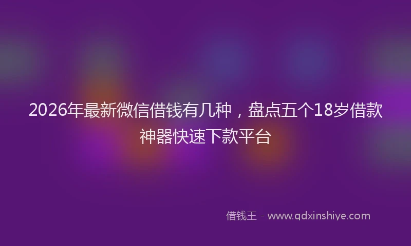 2026年最新微信借钱有几种，盘点五个18岁借款神器快速下款平台