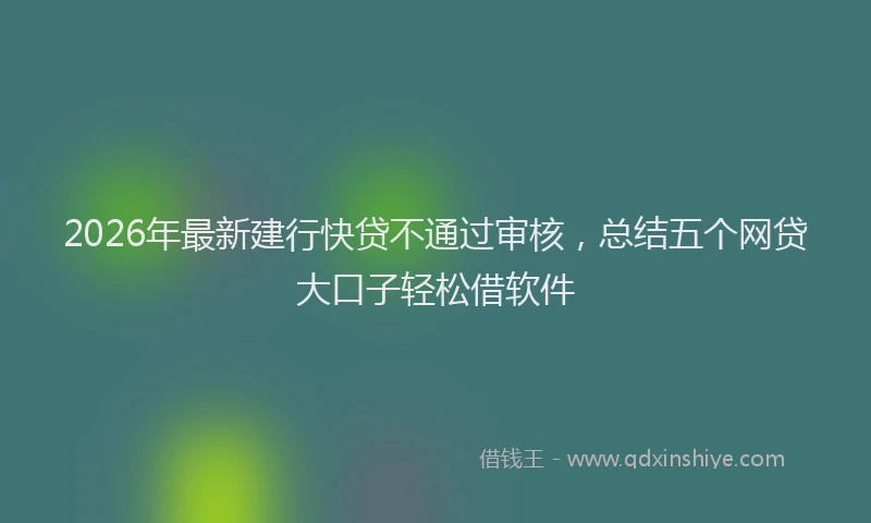 2026年最新建行快贷不通过审核，总结五个网贷大口子轻松借软件