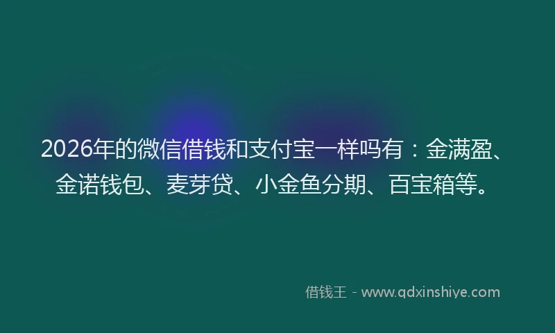 2026年的微信借钱和支付宝一样吗有：金满盈、金诺钱包、麦芽贷、小金鱼分期、百宝箱等。