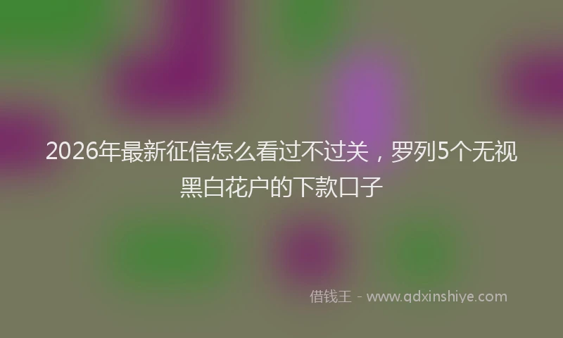 2026年最新征信怎么看过不过关，罗列5个无视黑白花户的下款口子
