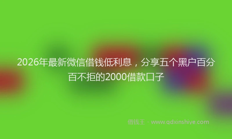 2026年最新微信借钱低利息，分享五个黑户百分百不拒的2000借款口子