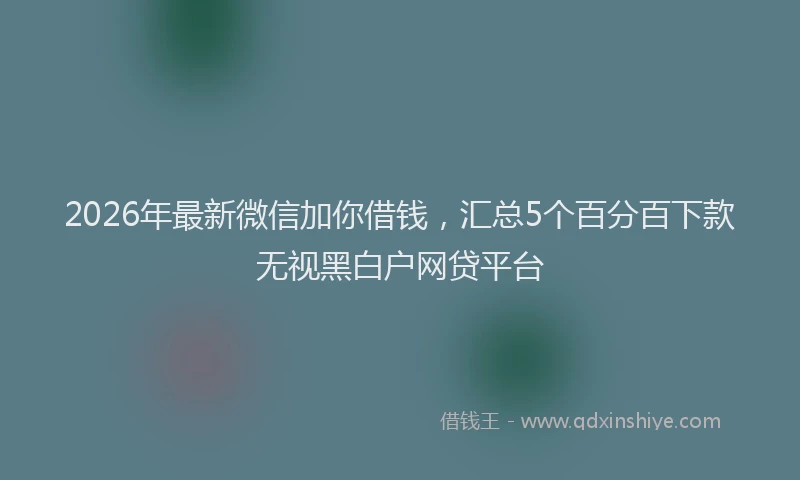 2026年最新微信加你借钱，汇总5个百分百下款无视黑白户网贷平台