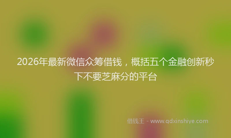 2026年最新微信众筹借钱，概括五个金融创新秒下不要芝麻分的平台