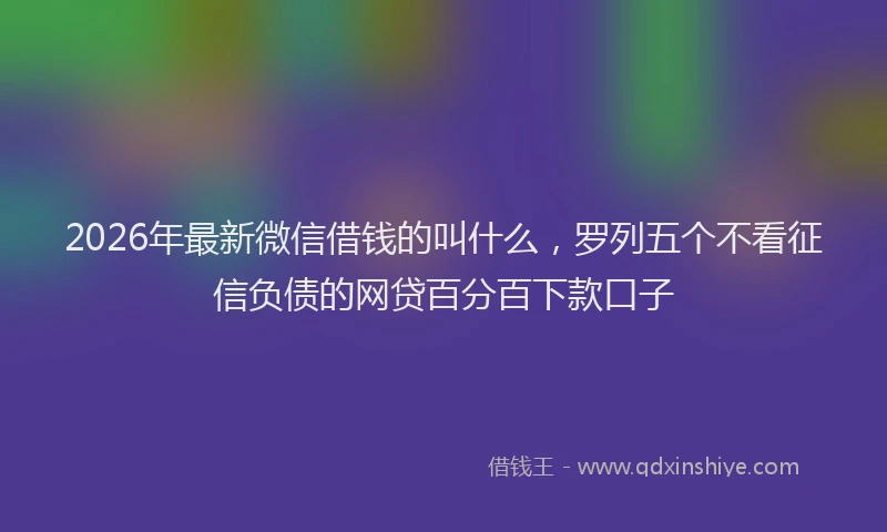 2026年最新微信借钱的叫什么，罗列五个不看征信负债的网贷百分百下款口子