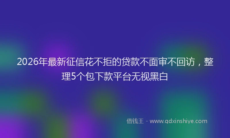 2026年最新征信花不拒的贷款不面审不回访，整理5个包下款平台无视黑白