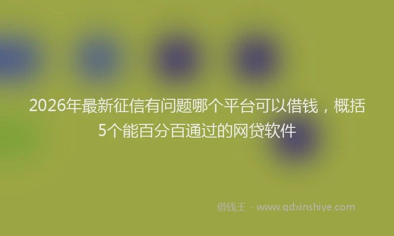 2026年最新征信有问题哪个平台可以借钱，概括5个能百分百通过的网贷软件