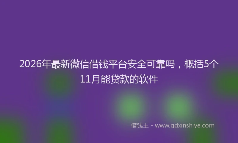 2026年最新微信借钱平台安全可靠吗，概括5个11月能贷款的软件