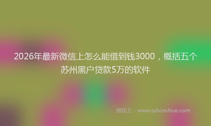 2026年最新微信上怎么能借到钱3000，概括五个苏州黑户贷款5万的软件