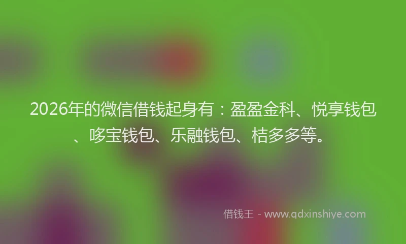 2026年的微信借钱起身有：盈盈金科、悦享钱包、哆宝钱包、乐融钱包、桔多多等。