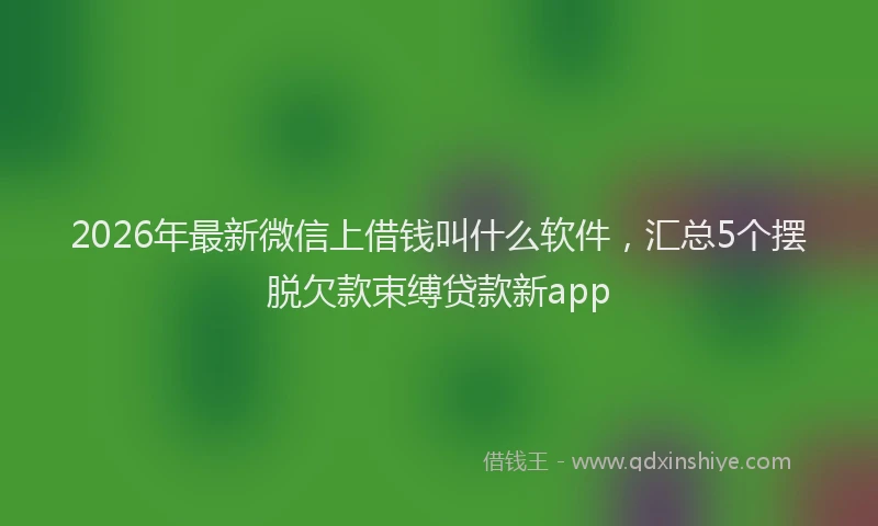 2026年最新微信上借钱叫什么软件，汇总5个摆脱欠款束缚贷款新app