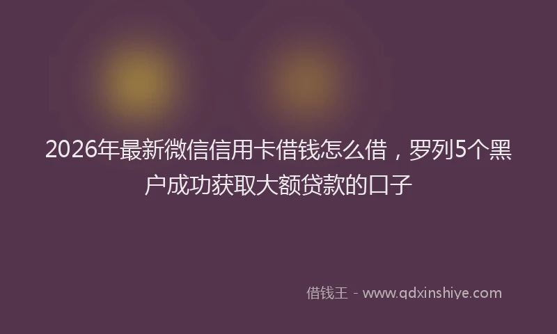 2026年最新微信信用卡借钱怎么借，罗列5个黑户成功获取大额贷款的口子