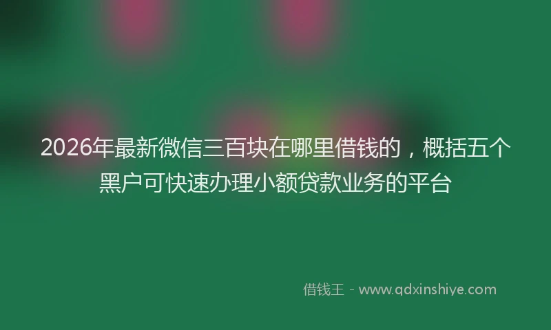 2026年最新微信三百块在哪里借钱的，概括五个黑户可快速办理小额贷款业务的平台