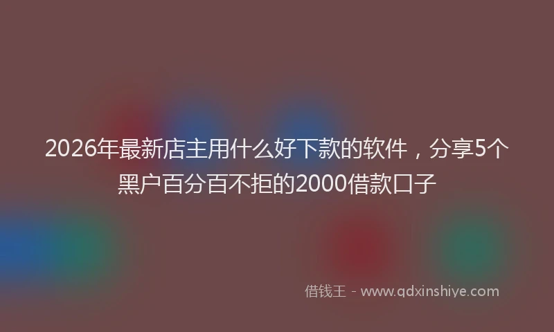 2026年最新店主用什么好下款的软件，分享5个黑户百分百不拒的2000借款口子