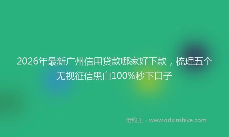 2026年最新广州信用贷款哪家好下款，梳理五个无视征信黑白100%秒下口子