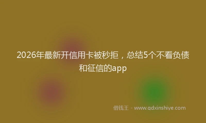 2026年最新开信用卡被秒拒，总结5个不看负债和征信的app