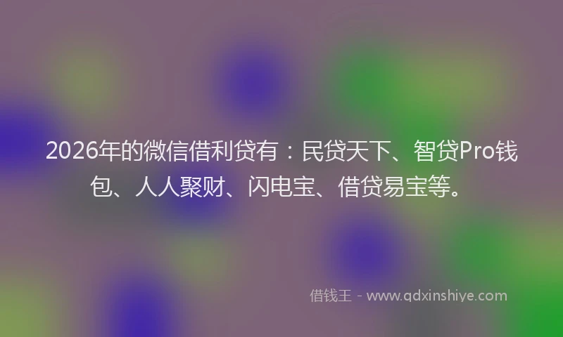 2026年的微信借利贷有：民贷天下、智贷Pro钱包、人人聚财、闪电宝、借贷易宝等。