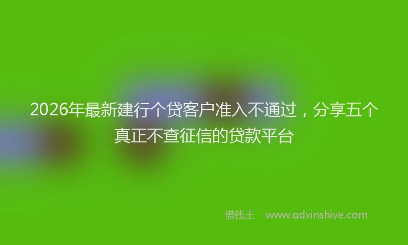 2026年最新建行个贷客户准入不通过，分享五个真正不查征信的贷款平台