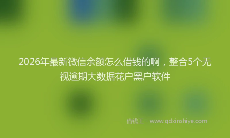 2026年最新微信余额怎么借钱的啊，整合5个无视逾期大数据花户黑户软件