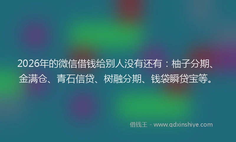 2026年的微信借钱给别人没有还有：柚子分期、金满仓、青石信贷、树融分期、钱袋瞬贷宝等。