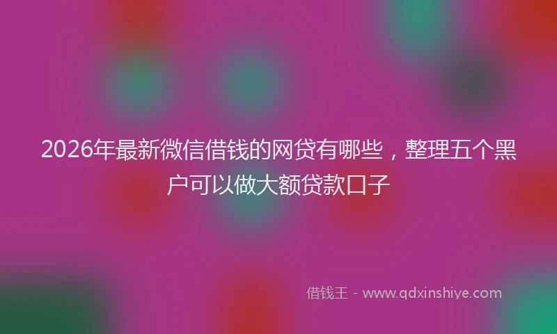 2026年最新微信借钱的网贷有哪些，整理五个黑户可以做大额贷款口子