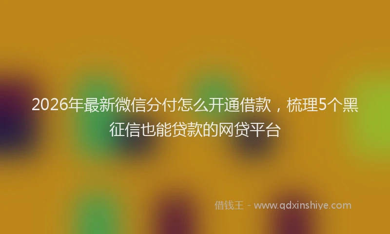 2026年最新微信分付怎么开通借款，梳理5个黑征信也能贷款的网贷平台