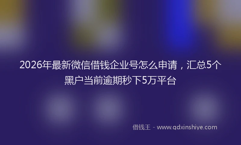 2026年最新微信借钱企业号怎么申请，汇总5个黑户当前逾期秒下5万平台