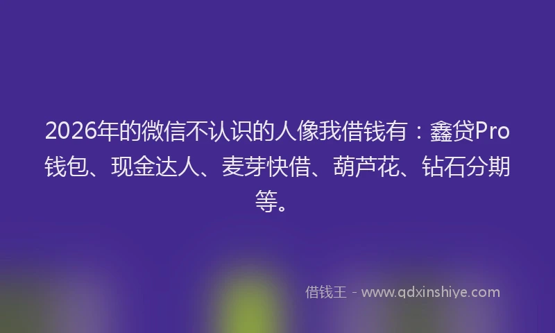 2026年的微信不认识的人像我借钱有：鑫贷Pro钱包、现金达人、麦芽快借、葫芦花、钻石分期等。