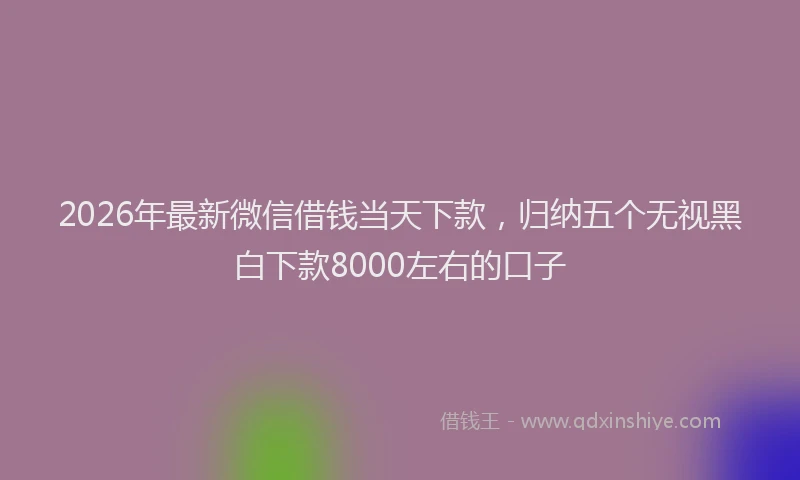 2026年最新微信借钱当天下款，归纳五个无视黑白下款8000左右的口子