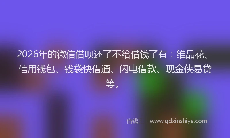2026年的微信借呗还了不给借钱了有：维品花、信用钱包、钱袋快借通、闪电借款、现金侠易贷等。