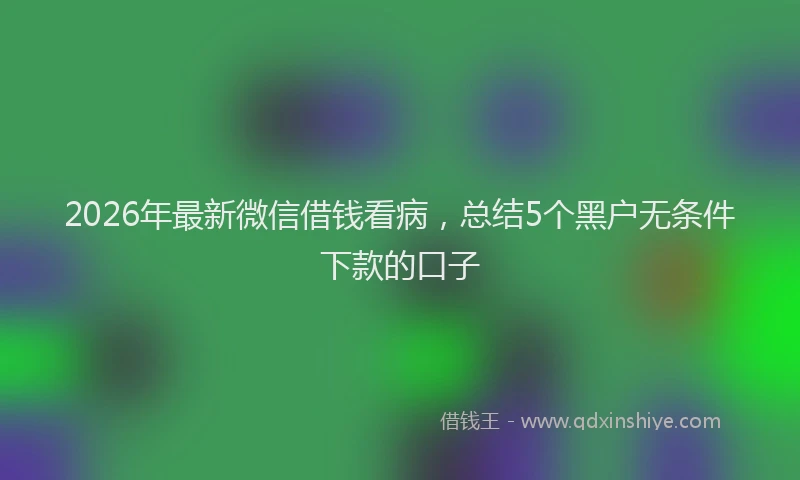 2026年最新微信借钱看病，总结5个黑户无条件下款的口子