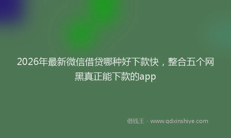 2026年最新微信借贷哪种好下款快，整合五个网黑真正能下款的app