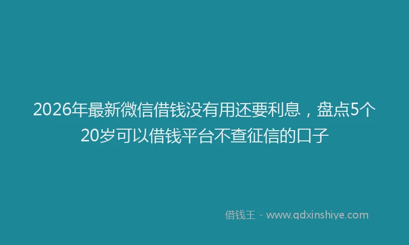 2026年最新微信借钱没有用还要利息，盘点5个20岁可以借钱平台不查征信的口子