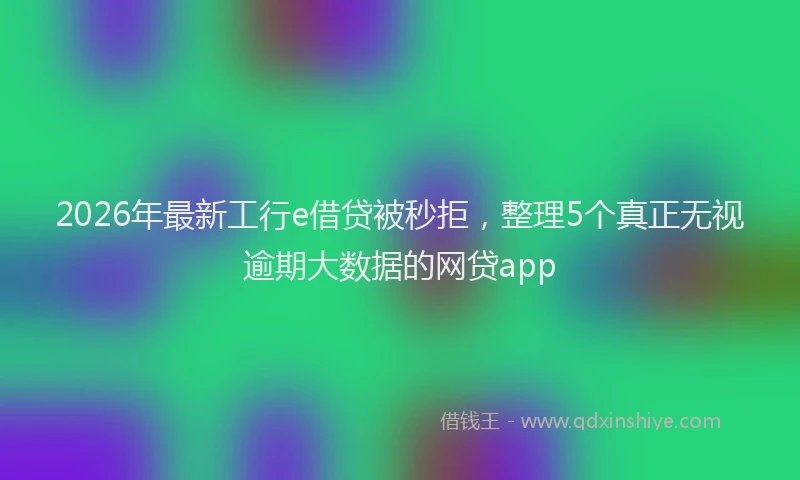 2026年最新工行e借贷被秒拒，整理5个真正无视逾期大数据的网贷app