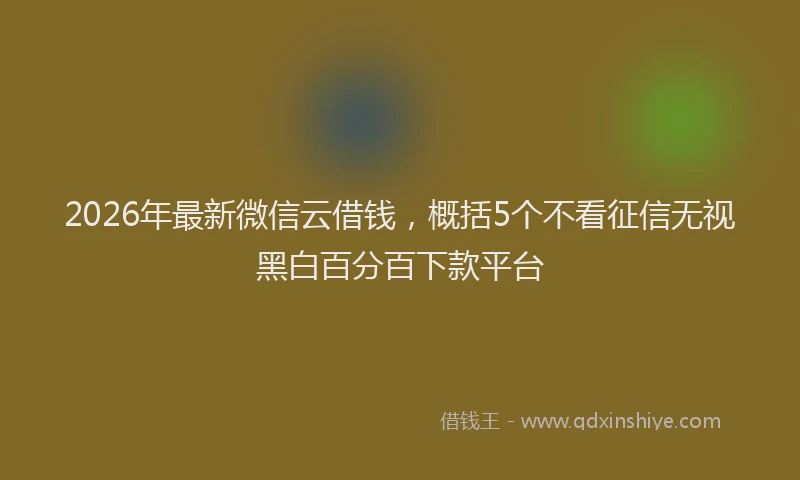 2026年最新微信云借钱，概括5个不看征信无视黑白百分百下款平台