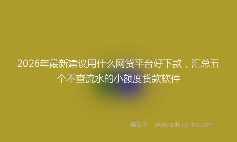 2026年最新建议用什么网贷平台好下款，汇总五个不查流水的小额度贷款软件