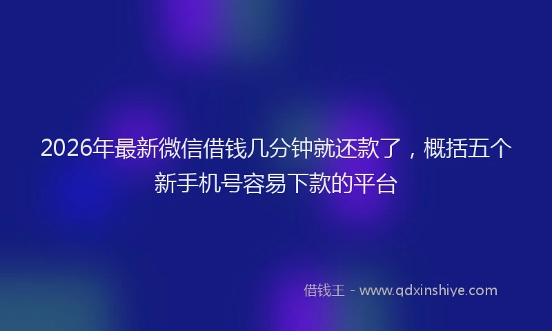 2026年最新微信借钱几分钟就还款了，概括五个新手机号容易下款的平台