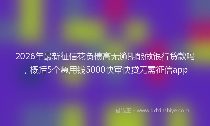 2026年最新征信花负债高无逾期能做银行贷款吗，概括5个急用钱5000快审快贷无需征信app
