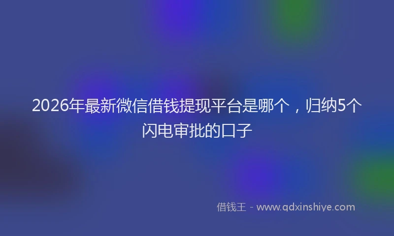 2026年最新微信借钱提现平台是哪个，归纳5个闪电审批的口子