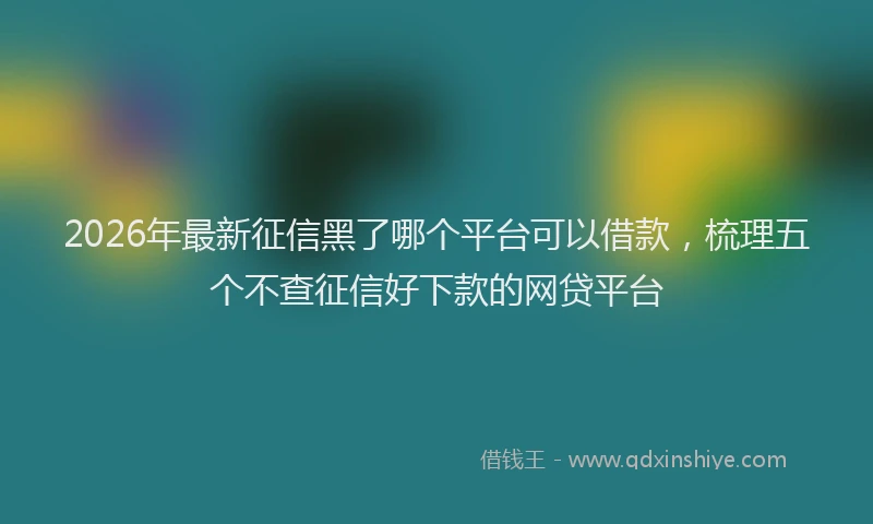 2026年最新征信黑了哪个平台可以借款，梳理五个不查征信好下款的网贷平台