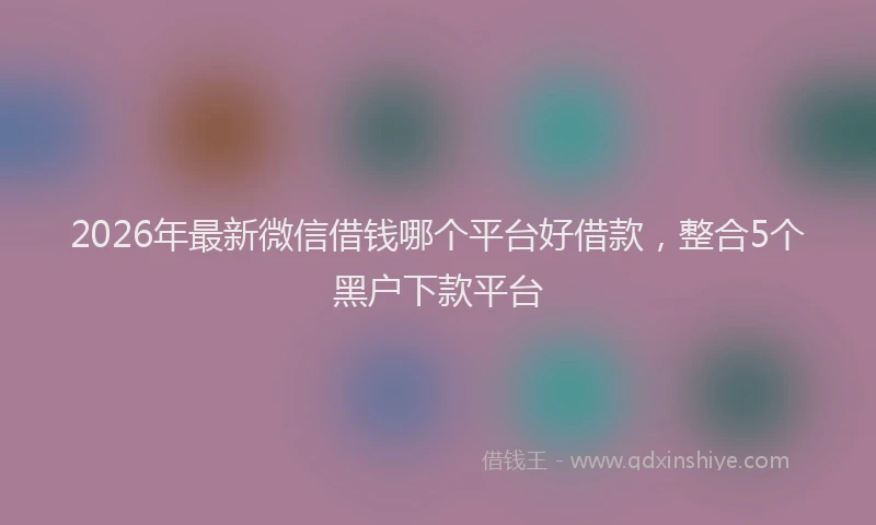 2026年最新微信借钱哪个平台好借款，整合5个黑户下款平台