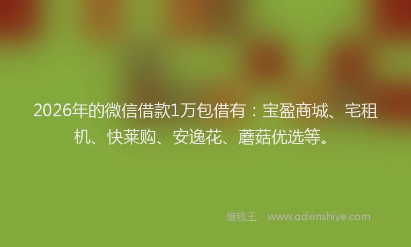 2026年的微信借款1万包借有：宝盈商城、宅租机、快莱购、安逸花、蘑菇优选等。
