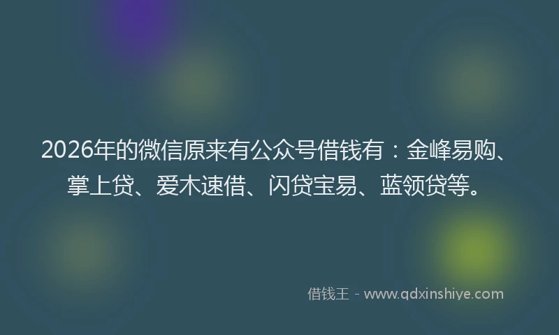 2026年的微信原来有公众号借钱有：金峰易购、掌上贷、爱木速借、闪贷宝易、蓝领贷等。