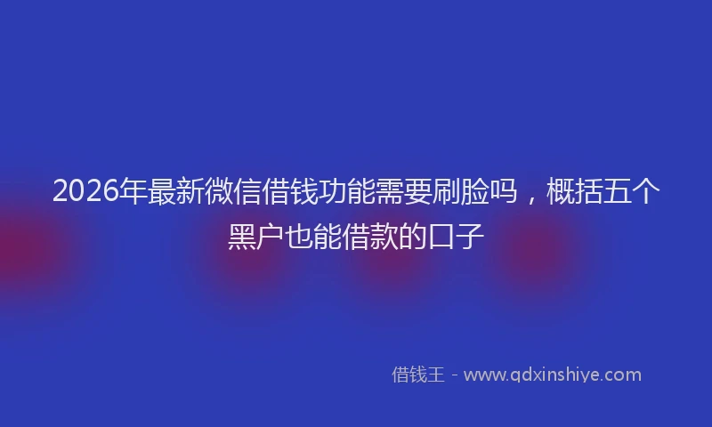 2026年最新微信借钱功能需要刷脸吗，概括五个黑户也能借款的口子