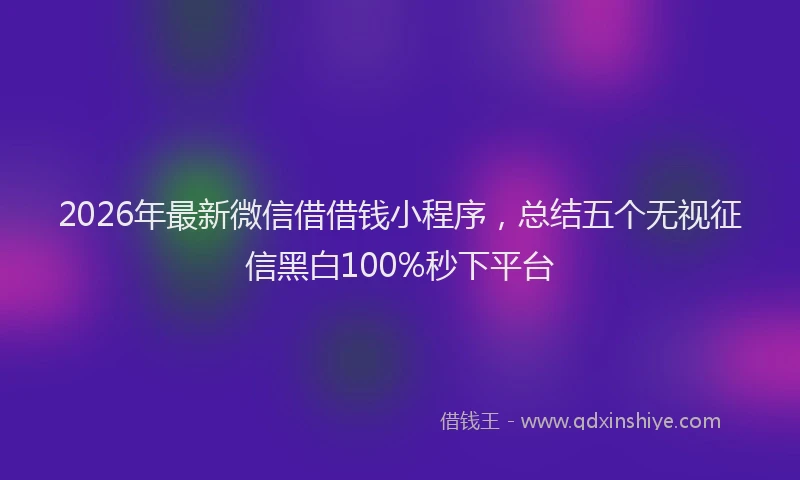 2026年最新微信借借钱小程序，总结五个无视征信黑白100%秒下平台