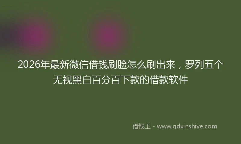 2026年最新微信借钱刷脸怎么刷出来，罗列五个无视黑白百分百下款的借款软件