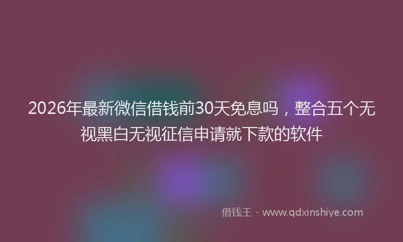 2026年最新微信借钱前30天免息吗，整合五个无视黑白无视征信申请就下款的软件