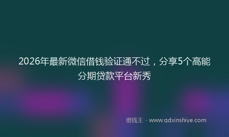 2026年最新微信借钱验证通不过，分享5个高能分期贷款平台新秀