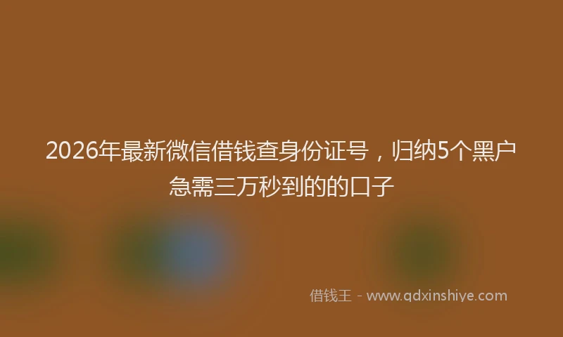 2026年最新微信借钱查身份证号，归纳5个黑户急需三万秒到的的口子