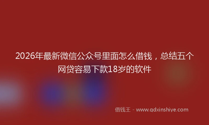 2026年最新微信公众号里面怎么借钱，总结五个网贷容易下款18岁的软件